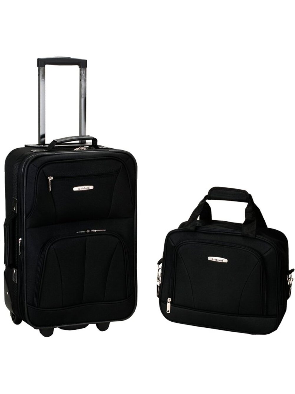 Expandable Softside Luggage Set, 2-Piece Travel Bag, Stylish Black Suitcase